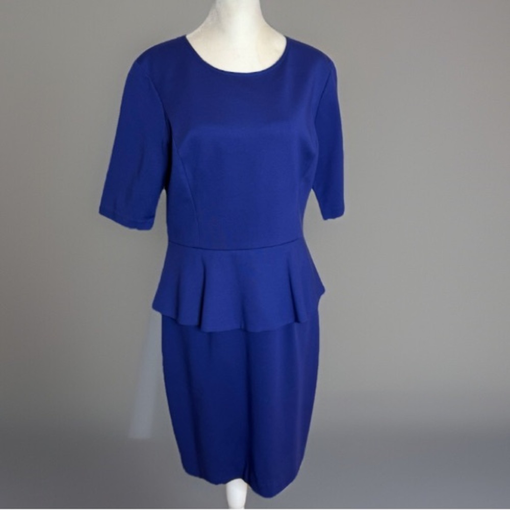 Trina Turk, Tanzanite Trophy Peplum Waist Sheath Dress. - Picture 2 of 7